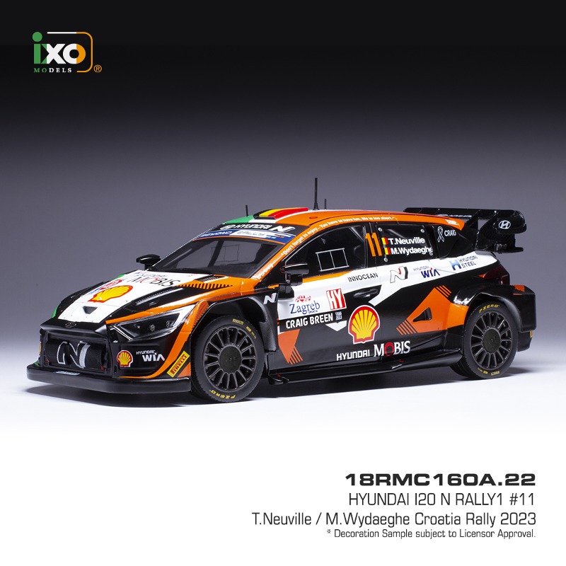 ixo 1:18 현대 i20 N Rally1 WRC No.11 2023 크로아티아 랠리 - 티에리 누빌/WYDAEGHE (18RMC160A.22)